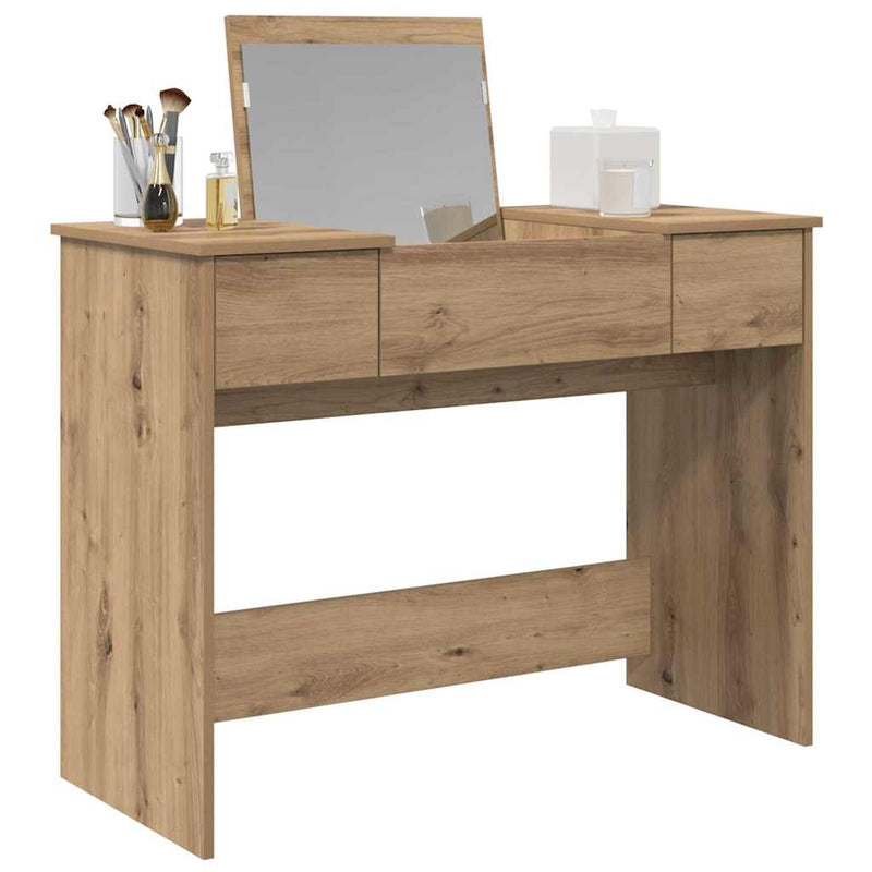 vidaXL Öltözködőasztal fiókkal kézműves tölgy 100 x 45 x 76 cm Faanyag
