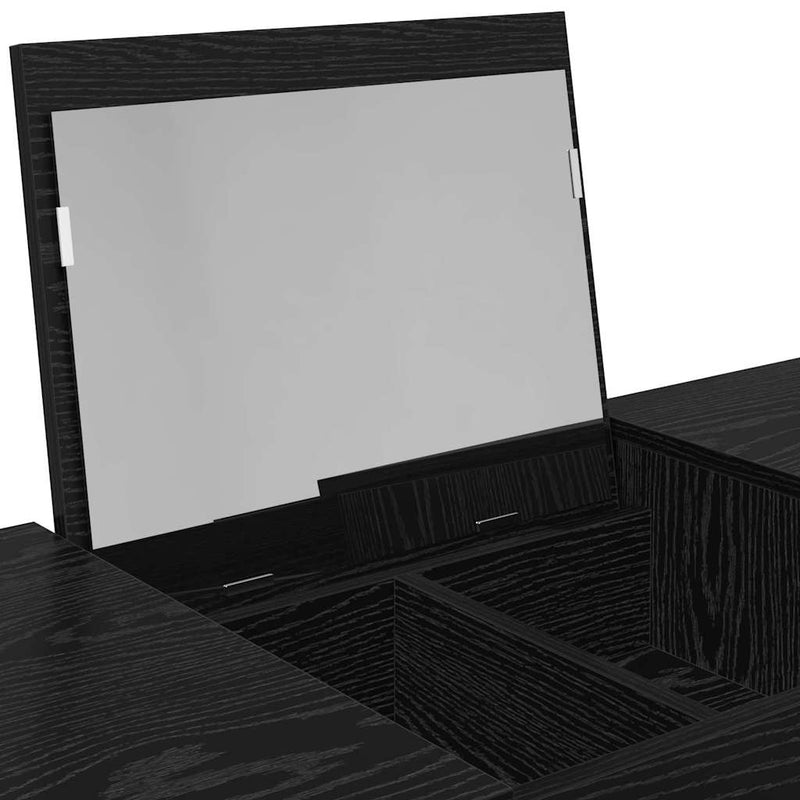 vidaXL Öltözködőasztal fiókkal Musta tammi 100 x 45 x 76 cm Faanyag
