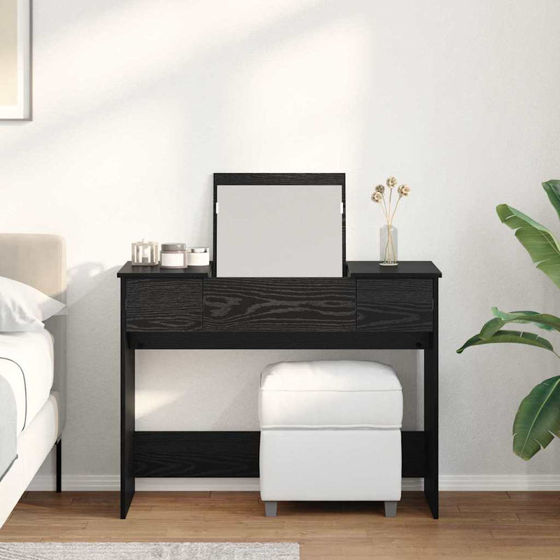 vidaXL Öltözködőasztal fiókkal Musta tammi 100 x 45 x 76 cm Faanyag