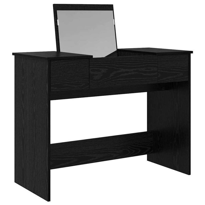vidaXL Öltözködőasztal fiókkal Musta tammi 100 x 45 x 76 cm Faanyag