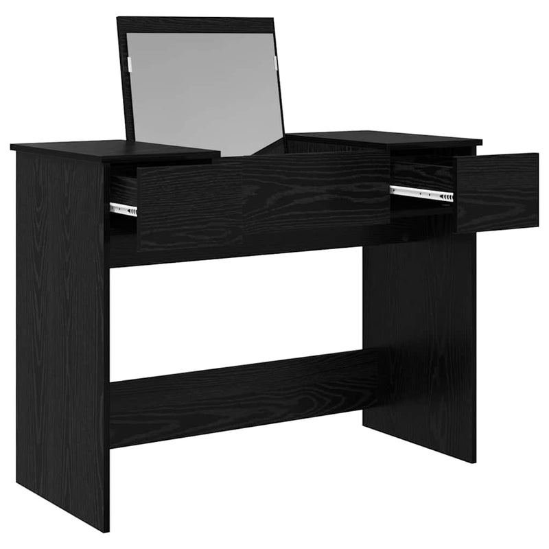 vidaXL Öltözködőasztal fiókkal Musta tammi 100 x 45 x 76 cm Faanyag