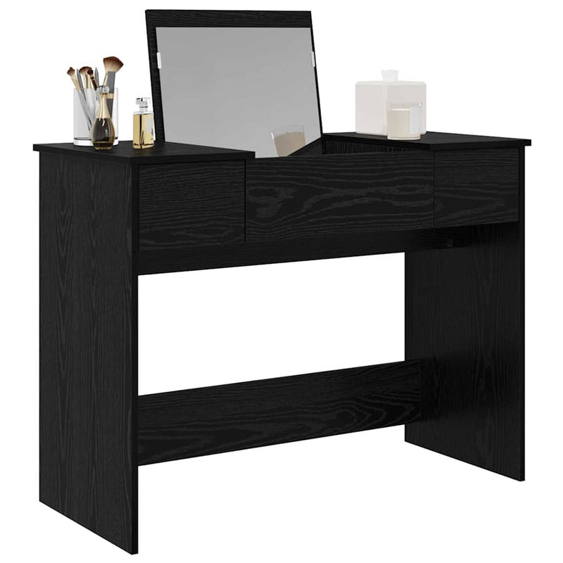 vidaXL Öltözködőasztal fiókkal Musta tammi 100 x 45 x 76 cm Faanyag