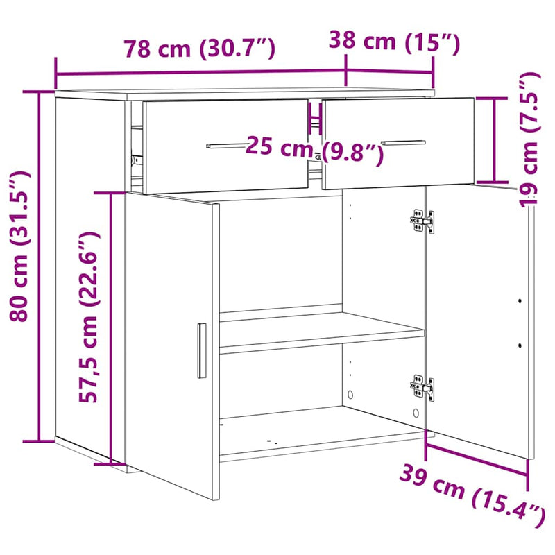 vidaXL Széf fiókkal Régi fa 79 x 38 x 80 cm Faanyag