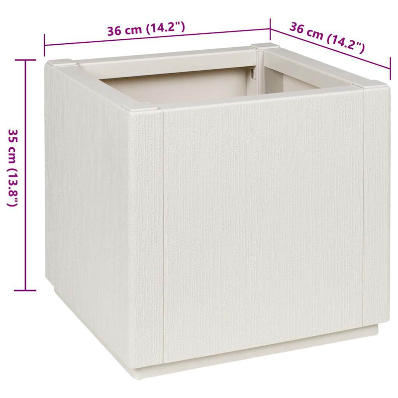 vidaXL Kerti cserép Fehér 36 x 36 x 35 cm Polipropilén