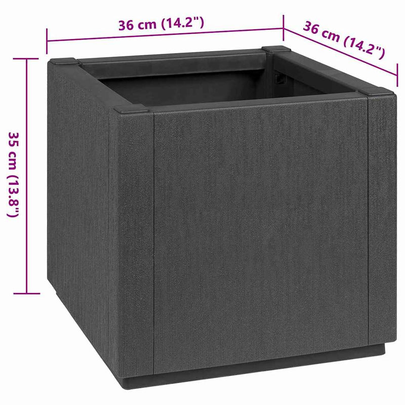vidaXL Kerti cserép Antracit 36 x 36 x 35 cm Polipropilén
