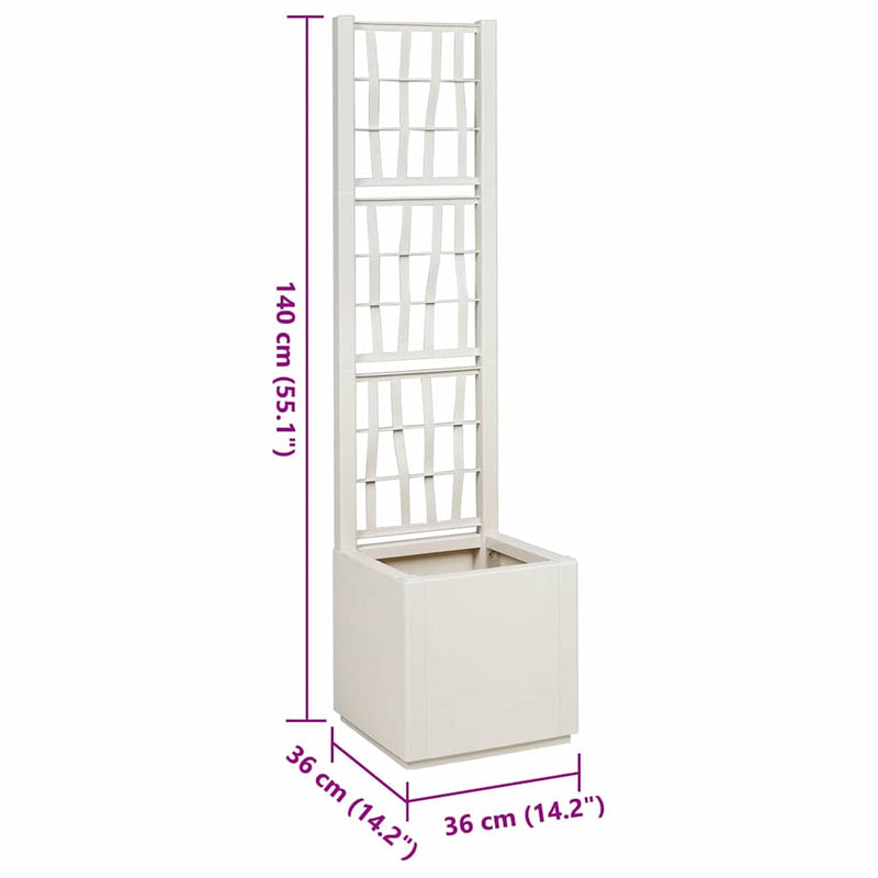 vidaXL Kerti cserép Fehér 36 x 36 x 140 cm Polipropilén