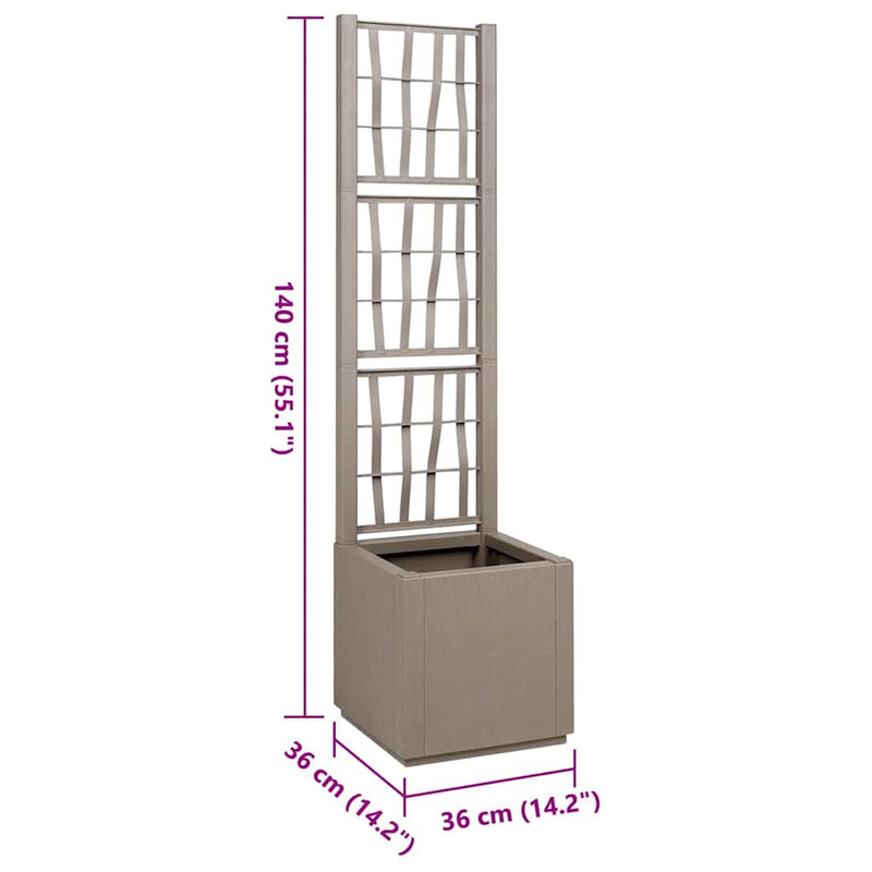 vidaXL Kerti cserép Szürke 36 x 36 x 140 cm Polipropilén