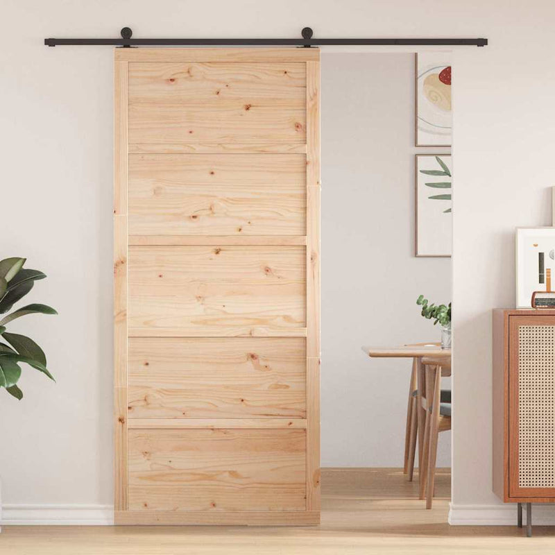 vidaXL Pajtaajtó Természetes 100 x 208 cm Tömör fenyőfa