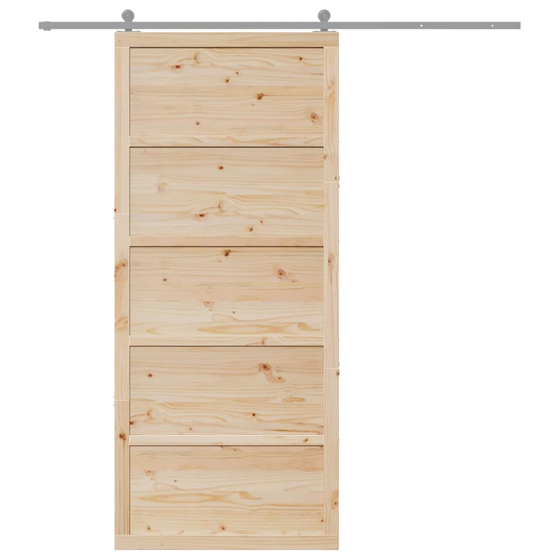 vidaXL Pajtaajtó Természetes 100 x 208 cm Tömör fenyőfa
