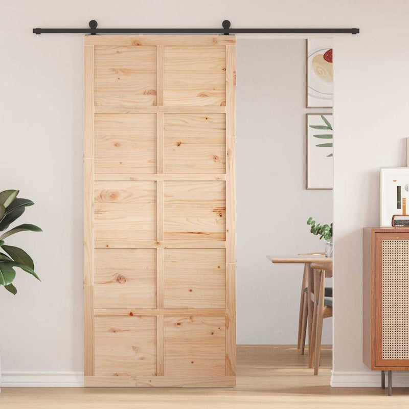 vidaXL Istállóajtó Barna 80 x 210 cm Tömör fenyőfa
