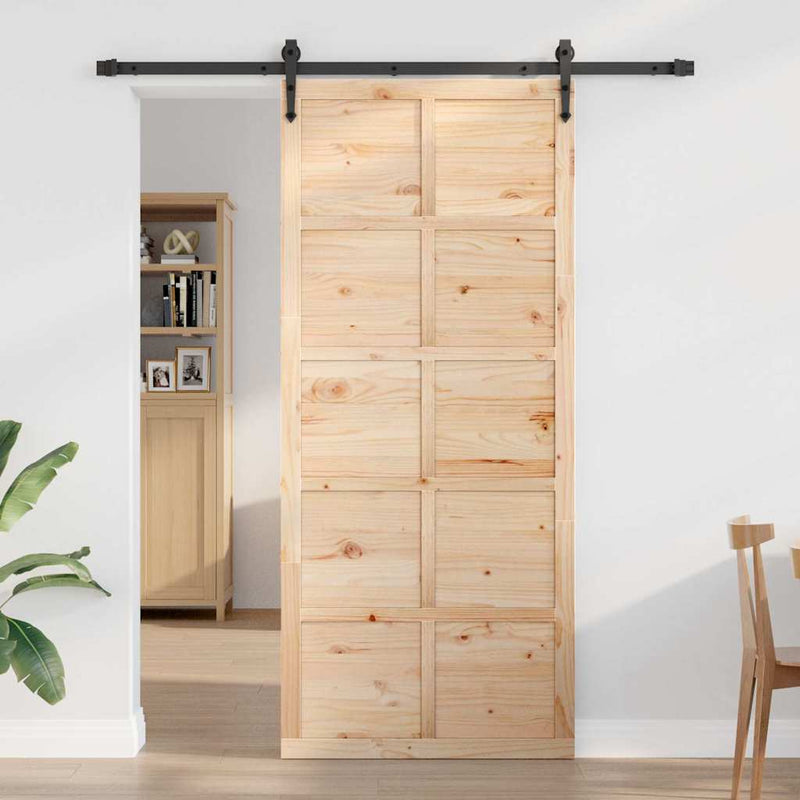 vidaXL Istállóajtó Barna 80 x 210 cm Tömör fenyőfa