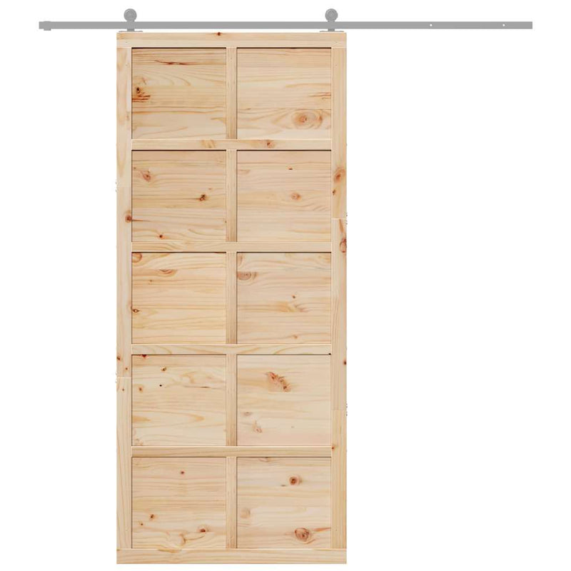 vidaXL Istállóajtó Barna 80 x 210 cm Tömör fenyőfa