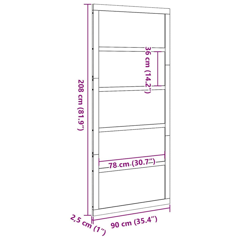 vidaXL Istállóajtó Barna 80 x 210 cm Tömör fenyőfa