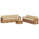 vidaXL Ülőgarnitúrák párnával 9 pcs Természetes és bézs Tömör Akácfa
