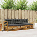 vidaXL Kültéri kanapé szett párnával 3 pcs Természetes és antracit