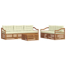 vidaXL Kültéri kanapé szett párnával 6 pcs Természetes és krémszínű