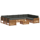 vidaXL Kültéri kanapé szett párnával 10 pcs Természetes és antracit