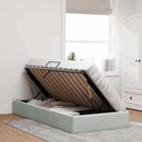 vidaXL Tárolós Ágy tárolóval Világosszürke 100 x 203 cm Bársony