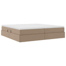 vidaXL Ágy tárolóval és matraccal Cappuccino 200 x 200 cm Műbőr