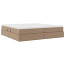 vidaXL Ágy tárolóval és matraccal Cappuccino 200 x 200 cm Műbőr