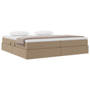 vidaXL Ágy tárolóval és matraccal Cappuccino 200 x 200 cm Műbőr
