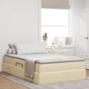 vidaXL Ágy tárolóval és matraccal Krém 120 x 190 cm Poliészter