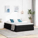 vidaXL Ágy tárolóval és matraccal Fekete 140 x 190 cm Poliészter