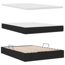 vidaXL Ágy tárolóval és matraccal Fekete 140 x 190 cm Poliészter