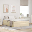 vidaXL Ágy tárolóval és matraccal Krém 140 x 190 cm Poliészter