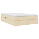 vidaXL Ágy tárolóval és matraccal Krém 140 x 190 cm Poliészter