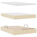 vidaXL Ágy tárolóval és matraccal Krém 140 x 190 cm Poliészter