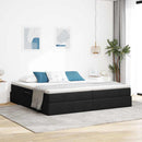vidaXL Ágy tárolóval és matraccal Fekete 200 x 200 cm Poliészter