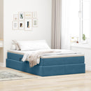 vidaXL Ágy tárolóval és matraccal matracmal Kék 120 x 190 cm Bársony