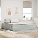 vidaXL Ágy tárolóval és matraccal Világosszürke 200 x 200 cm Bársony