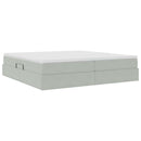 vidaXL Ágy tárolóval és matraccal Világosszürke 200 x 200 cm Bársony