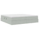 vidaXL Ágy tárolóval és matraccal Világosszürke 200 x 200 cm Bársony