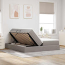 vidaXL Ágy tárolóval és matraccal Tópszínű 200 x 200 cm Poliészter