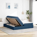 vidaXL Ágy tárolóval és matraccal Kék 200 x 200 cm Poliészter