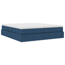 vidaXL Ágy tárolóval és matraccal Kék 200 x 200 cm Poliészter