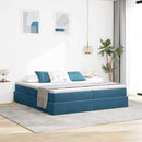 vidaXL Ágy tárolóval és matraccal Sötét kék 200 x 200 cm Bársony