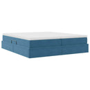 vidaXL Ágy tárolóval és matraccal Sötét kék 200 x 200 cm Bársony