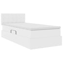vidaXL Ágy tárolóval és matraccal Tiszta Fehér 90 x 200 cm Műbőr