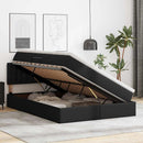 vidaXL Ágy tárolóval és matraccal matracmal Fekete 140 x 190 cm Műbőr