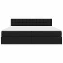 vidaXL Tárolós Ágy matracmal fejtámlával Fekete 200 x 200 cm Műbőr
