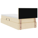 vidaXL Ágy tárolóval és matraccal Krém 90 x 190 cm Bársony