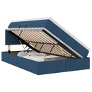 vidaXL Ágy tárolóval és matraccal matracmal Kék 120 x 200 cm Faanyag