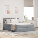 vidaXL Ágy tárolóval és matraccal Világosszürke 140 x 190 cm Faanyag