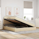 vidaXL Ágy tárolóval és matraccal matracmal Krém 160 x 200 cm Faanyag