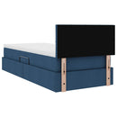 vidaXL Ágy tárolóval és matraccal fejtámlával Kék 90 x 190 cm Bársony