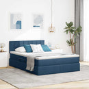 vidaXL Ágy tárolóval és matraccal matracmal Kék 120 x 200 cm Faanyag